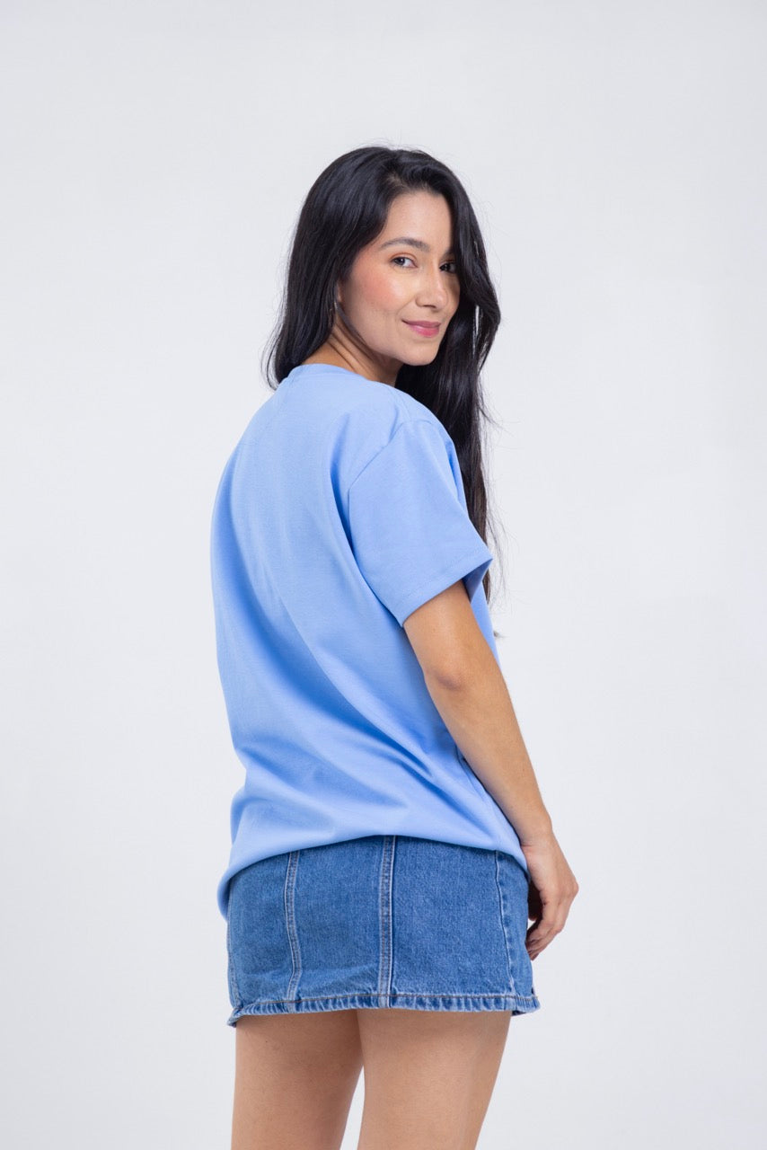 Camiseta para ELLAS Alto Gramaje Regular- ¡Nuestra joya! HYDRANGEA BLUE